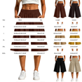 thumbnail image 6 of Endives Women's Shorts Solid Color Loose Summer Bermuda Short Knee Length Elastic Waist Beach Lounge Workout Casual Long Short Wide Leg Shorts, 6 of 6