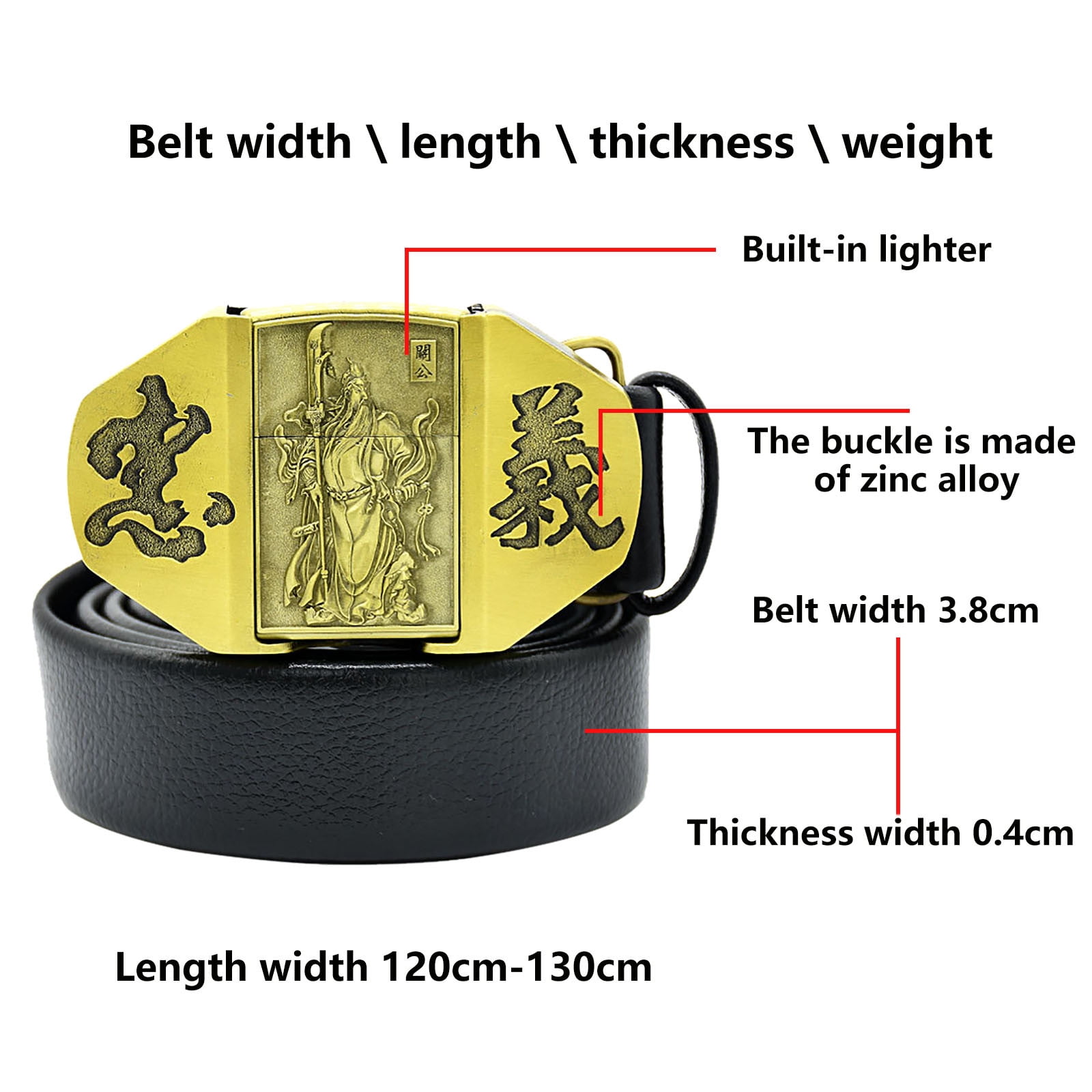 ★ Leey★ GLOSSY BELT HIGH NECK ZIPUP KHAKI P0000EJK JGJJUGN Fashionable Alloy Personalized Lighter Belt for