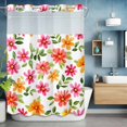 thumbnail image 6 of Spring Pink Orange Red Floral No Hooks Shower Curtain with Snap-in Liner Watercolor Flower Vintage Shower Curtains for Bathroom, Waterproof, Easy Install, Washable 72"x84", 6 of 9