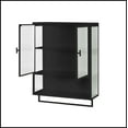 thumbnail image 5 of 23.62"Glass Doors Modern Two-door Wall Cabinet with Featuring Two-tier Enclosed Storage, an Open Shelf, and Towel Rack, for Entryway Living Room Bathroom Dining Room,Black, 5 of 10
