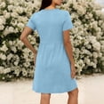 thumbnail image 4 of ClodeEU Women's Summer V Neck Short Sleeve T Shirt Dress,Loose Fit Casual Mini Dress Light Blue,Women's Plus M, 4 of 8