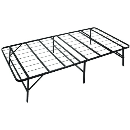 idealBase 14" Foldable Metal Platform Bed Frame - Mattress Foundation - Box Spring Replacement-Bed Size:Twin,Color:Black