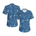 thumbnail image 5 of Wukai Sharks on White Blue Striped Classic V-Neck T-Shirt for Women: Comfortable, Stylish, and Versatile Wardrobe Essential-X-Large, 5 of 7