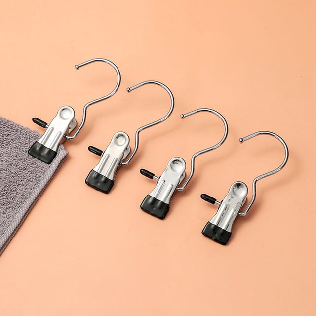 Stainless Steel Multifunctional Metal Strap Hook Small Clip For Drying Socks Hat Kitchen No Drilling Cubical Hooks Shelf Wall Hooks for Hanging Reusable Stick on Hooks Closet Bar Bracket for Clothes