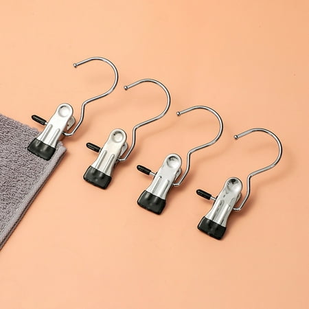 

Stainless Steel Multifunctional Metal Strap Hook Small Clip For Drying Socks Hat Skirt Curtain Clip Essential Tools