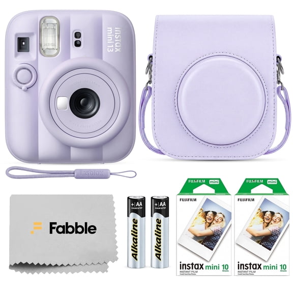 FUJIFILM INSTAX MINI 13 Instant Film Camera Dreamy Purple Bundle with Caiul Groovy Case, INSTAX Mini Twin Pack Film 20 Exposures, Automatic Exposure, Close-Up Mode, Selfie Mirror