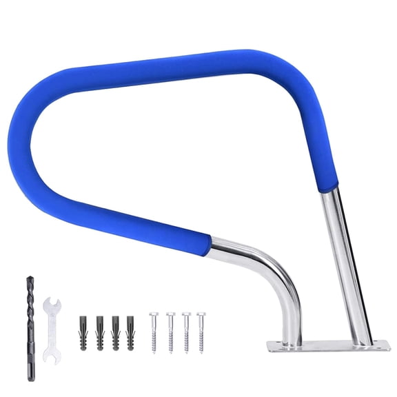 Telyswee Pool Handrail, 30"x22" Pool Handle, 304 Stainless Steel Rated 385LBS Load Capacity, with Nylon Blue Grip Cover for Home Inground Swimming Pool Water Park