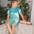 thumbnail image 4 of Balery Teal Turquoise 1 Conjunto de Pijama Infantil de Manga Corta con Estampado – Ropa de Dormir de Algodón Suave-XX-Large, 4 of 6