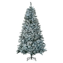 7.5ft Prelit Flocked Christmas Tree Snow Frosted LED Lights Auto Open Green