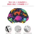 thumbnail image 3 of KLL Colorful Dinosaur Pattern Shower Cap & Bath Cap for Women,Reversible Oversized Waterproof Shower Caps for all Hair Lengths,Elastic Reusable Bathing Hair Cap, 3 of 6