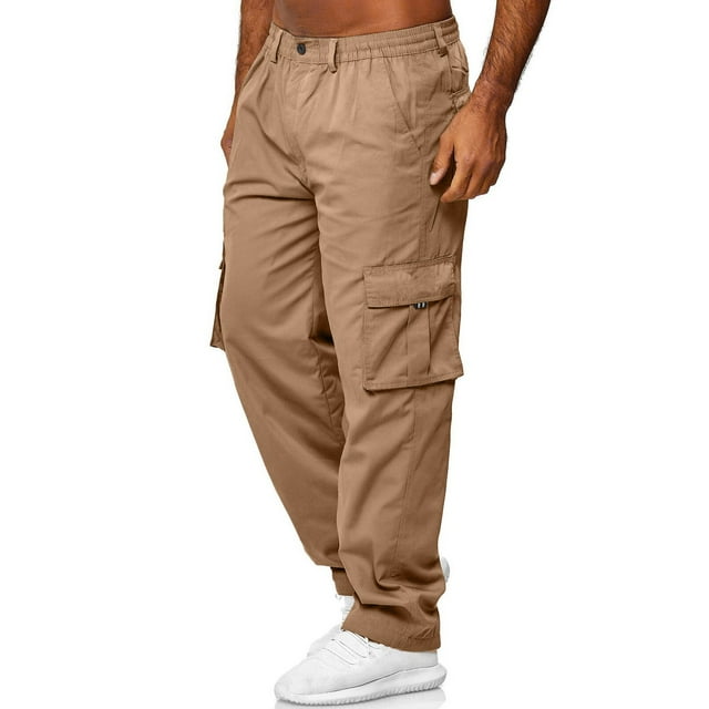 Akiihool Mens Camo Cargo Pants Cargo Pants Elastic Waist Drawstring Casual Outdoor Multi Pocket