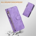 thumbnail image 4 of Multi-Functional Wallet Case for Motorola Moto G Power 5G 2025, Card Slots Retro PU Leather Shockproof Flip Cover with Card Slots Zipper Pocket Kickstand Magnetic Wrist & Shoulder Strap - Purple, 4 of 15