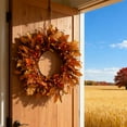 thumbnail image 6 of 18 Inch Fall Wreath for Front Door Autumn Artificial Wreath with Fallen Leaves Small Pumpkin Thanksgiving Halloween Farmhouse Indoor Outdoor Decor Outside Home Seasonal Decoration, 6 of 6
