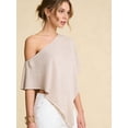 thumbnail image 3 of LMLYSoH Women Knit Poncho Loose Solid Off One Shoulder Irregular Hem Coverup Tops Casual Asymmetrical Shrug Sweaters, 3 of 7