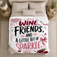 thumbnail image 5 of Wine Friends Sparkle Clinking Glasses Cheerful Feminine Art, Cozy Friendship Quote Scene, Warm Flannel Blanket for Living Room and Reading Nook, Art Lovers Friendship Gift, Artistic Home Decor, 5 of 9