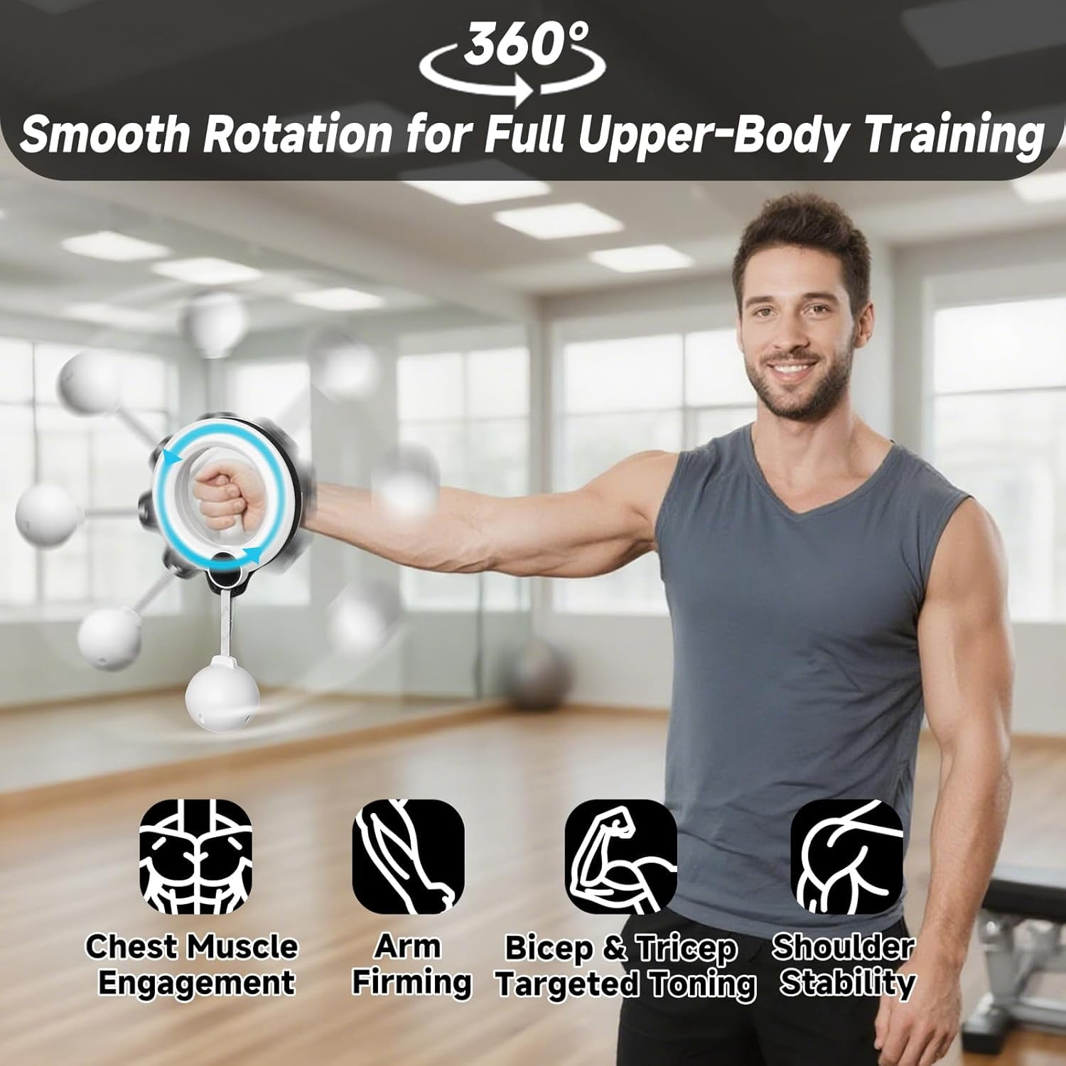 Infinity Arm Hoop-Arm and Shoulder Workout Equipment for Men and Women, 360° Hand-Crank Forearm Trainer, Shoulder and Chest Exercise Equipment, Home Fitness Equipment and Gym Workouts