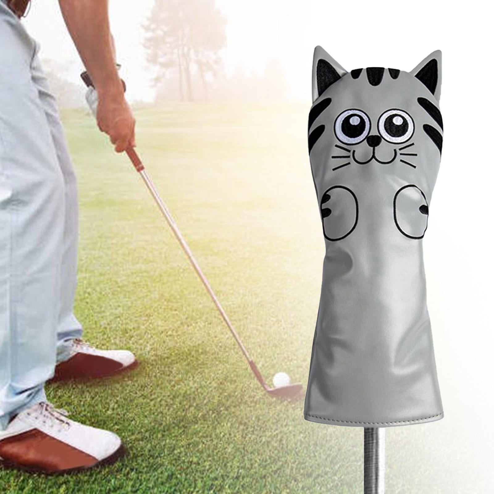 harayaa Golf Club Head Covers Mallet Putter Cat Pattern Accessories Putter Cue Headcover Driver Grey