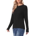 thumbnail image 4 of INSPIRE CHIC Cable Knit Sweater for Women's Round Neck Drop-Shoulder Long Sleeve Casual Fall Winter Sweater XS Black, 4 of 6