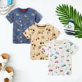 thumbnail image 2 of BOBOGOJP Toddler Boy Shirts Boys Cotton Short Sleeve T-Shirt, Packs Printed Kids Crewneck Tees, Summer Pullover Tops Khaki for Size 6-7 Years, 2 of 9