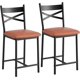 thumbnail image 3 of Historyli Juego de 2 taburetes de bar tapizados con respaldo y cojín grueso,altura de mostrador para isla de cocina,apartamento,barra,color marrón., 3 of 9