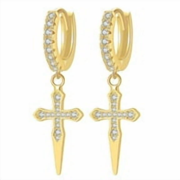 Avaner Cross Earrings for Men Women Cross Pendant Earrings Hypoallergenic Dangle Hoop Earrings Cubic Zirconia Earrings