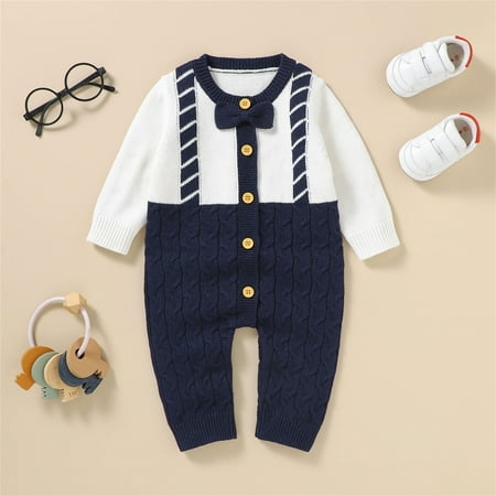 

kpoplk Sweaters For Teen Girls Baby Knit Romper Cotton Long Sleeve Boy Girl Sweater Christmas Sweater Girls(Dark Blue)