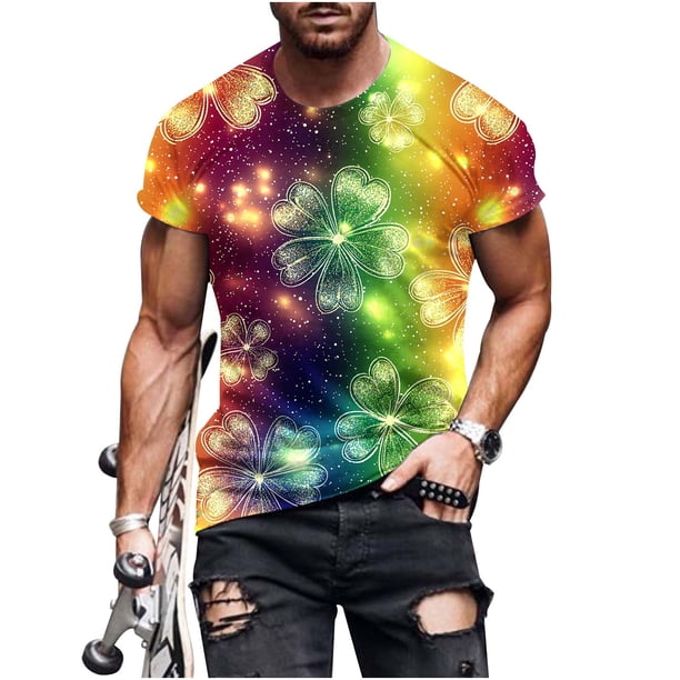 Mens Camisetas Casual Impreso Cuello Redondo Suéter Manga Corta Gimnasio Deportes Superior, Deportes Camisetas Hombres