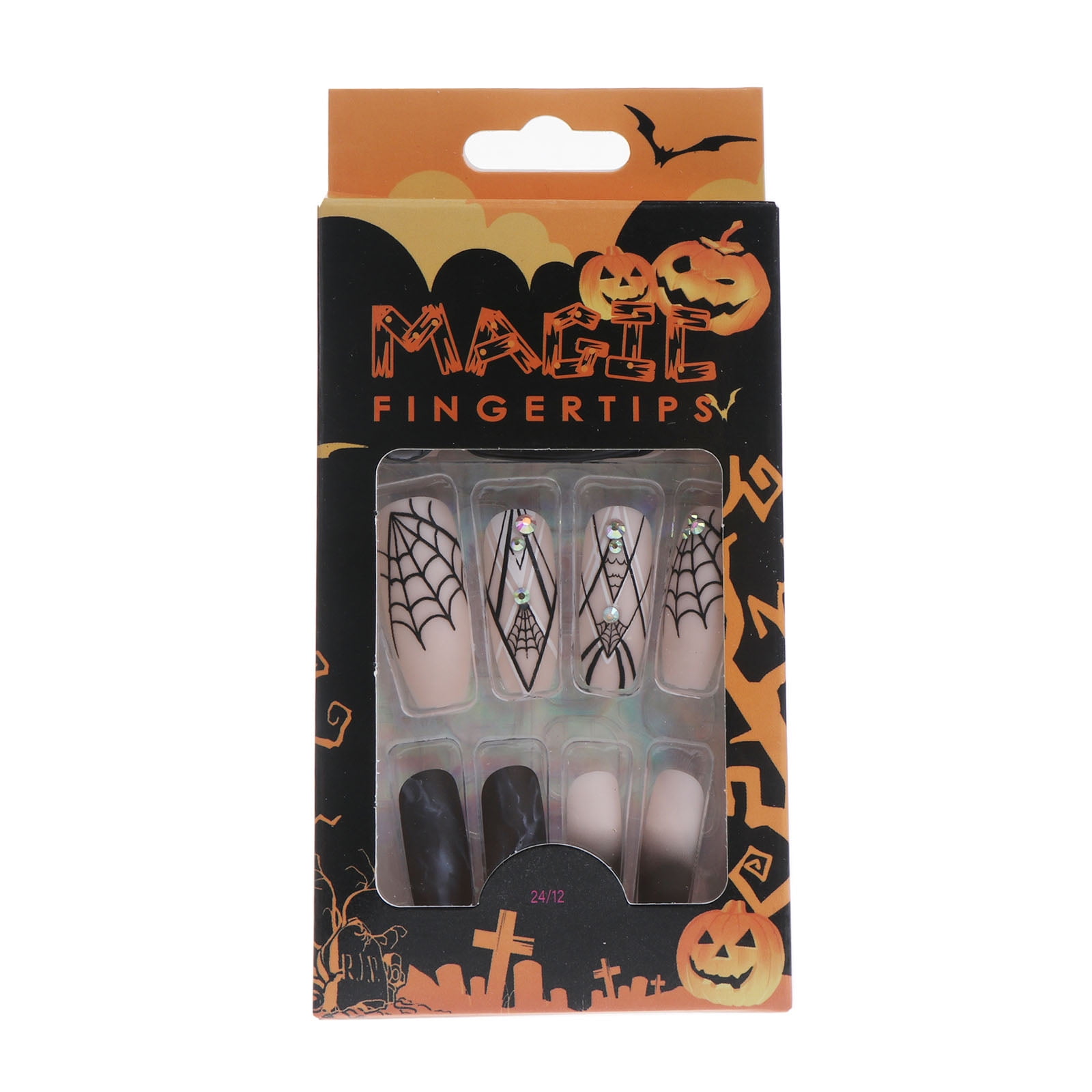 TONKBEEY Halloween Press on Nails Coffin False Nails Full Cover Matte