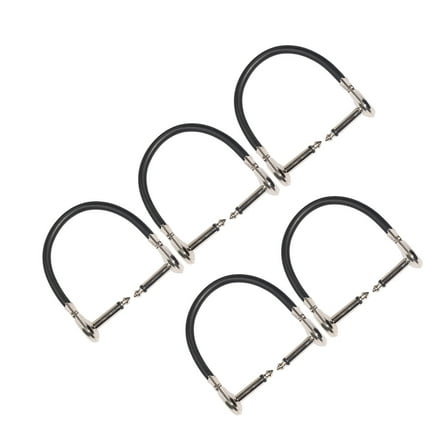 Raindrops Right Angle Guitar Patch Cable for Effect Pedal Boards Black 6.35mm Male to Male 12 Inches