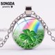 thumbnail image 2 of SONGDA-collar de trébol de cuatro hojas para hombre o mujer, colgante redondo de Metal con diseño de flores, regalo de joyería de la suerte, 2 of 4