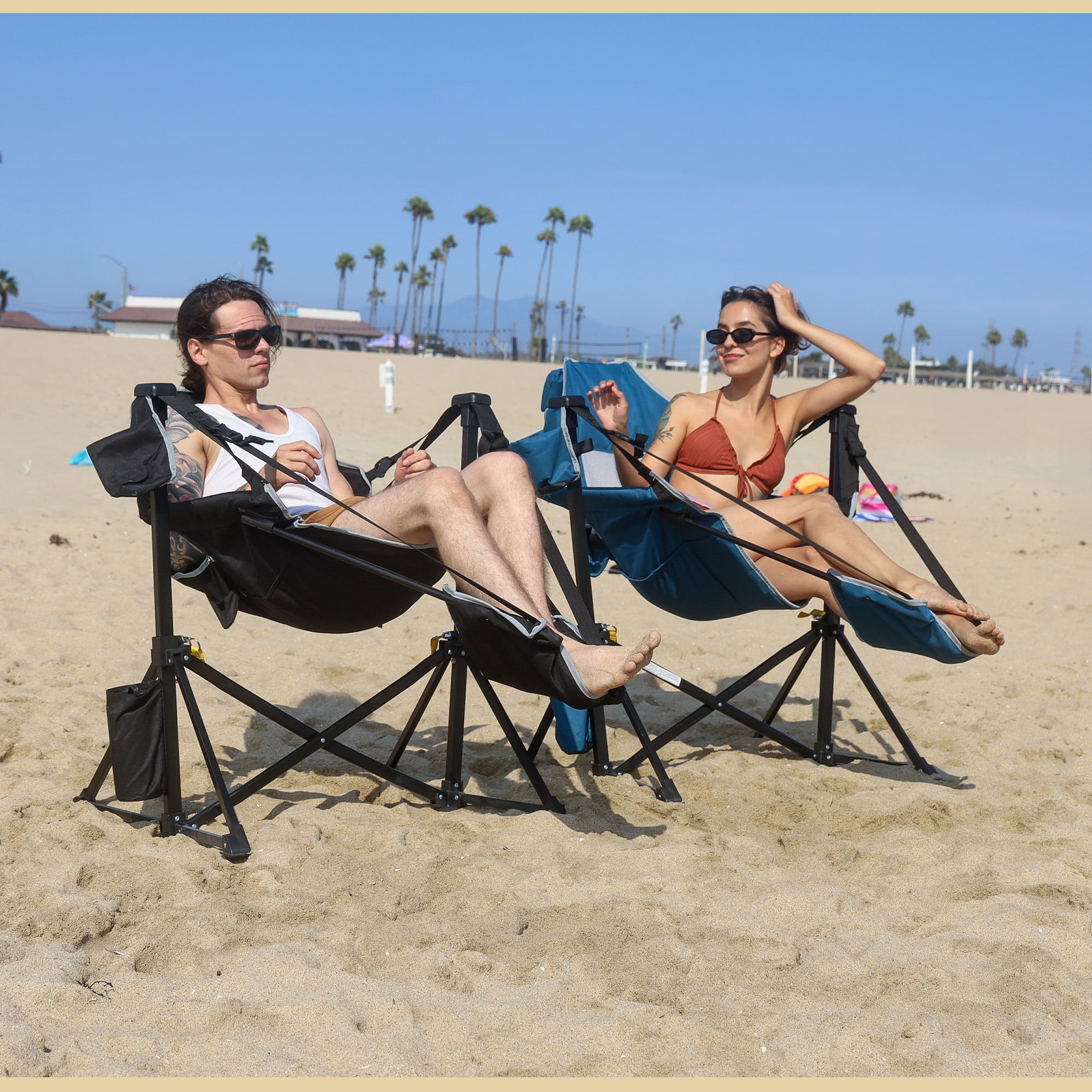 2-Pack Arrowhead Outdoor Folding Camp Hammock Chair with Footrest