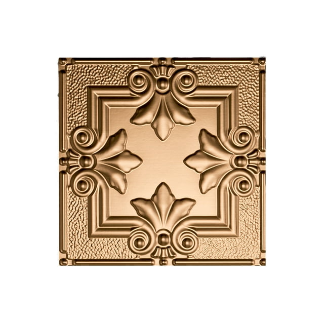 Fasade Easy Installation Regalia Polished Copper Glue Up Ceiling Tile/ Ceiling Panel (12" X 12" Sample)