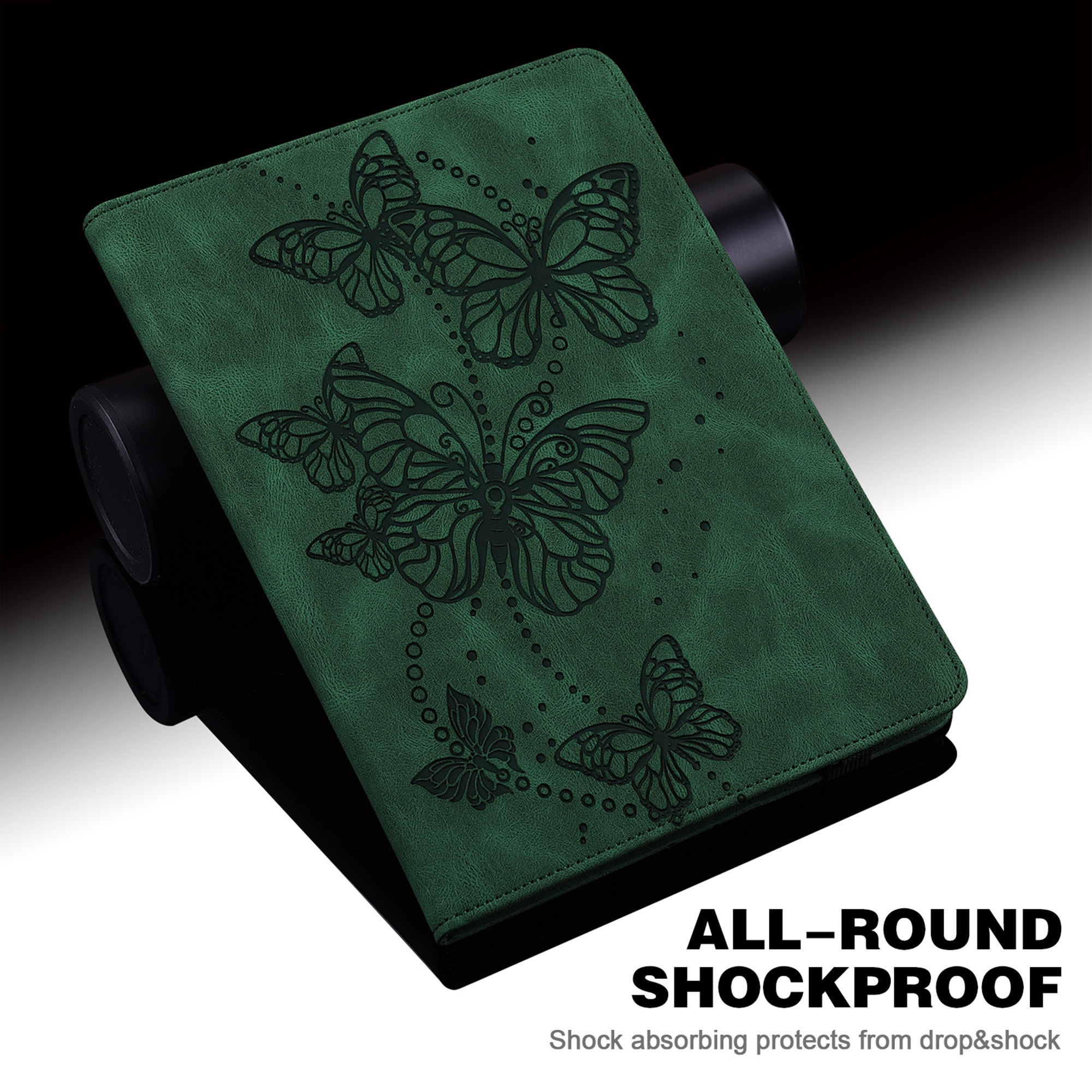 Allytech iPad 10th Gen Case, iPad 10.9" 2022 Case, PU Leather Butterfly Embossed Shockproof Auto Sleep Wake Pencil Holder Kickstand Elastic Band Protective Case Cover for Apple iPad 10th Gen 10.9"