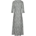 thumbnail image 4 of Womens 3/4 Sleeve Casual Boho A-Line Dress Frill Trim V Neck Maxi Dress Plus Size Fashion High Waist Beach Dresses, 4 of 6