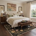 thumbnail image 4 of DEORAB 5x7 Area Rugs Floral Print Pattern Low Pile Lightweight Machine Washable Non Slip Rug for Living Room, Bedroom, Home Decor, Black, 4 of 4
