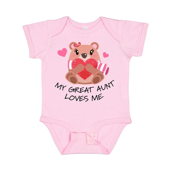 Inktastic My Great Aunt Loves Me Bear and Hearts Boys or Girls Baby Bodysuit