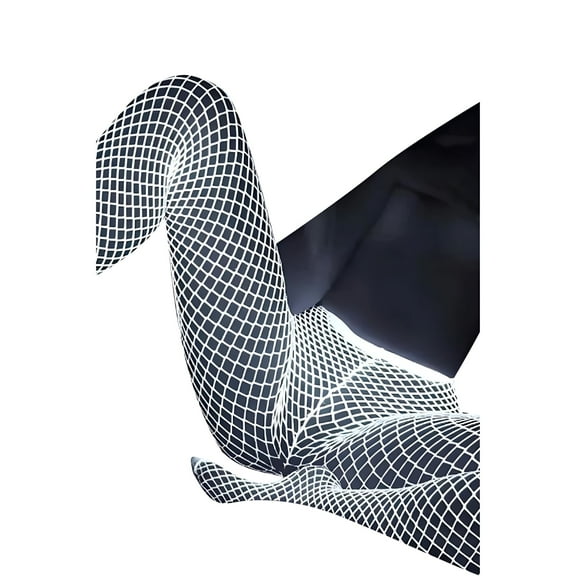 TELOLY Women's White Fishnet Stocking High Waist Tights Fishnet Tights
