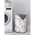 thumbnail image 3 of Floral Laundry Bag, Top View of Garden Elements with Leaves, Hamper Basket with Handles Drawstring Closure for Laundromats, 13" x 19", Pale Mauve White, by Ambesonne, 3 of 4