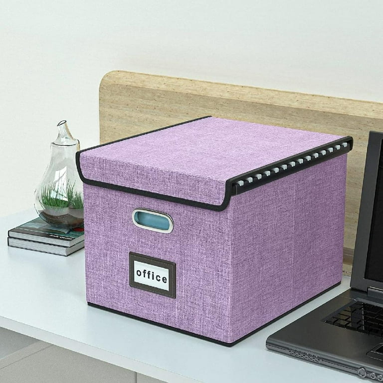 File Storage Organizer Boxes with Lids - Pink