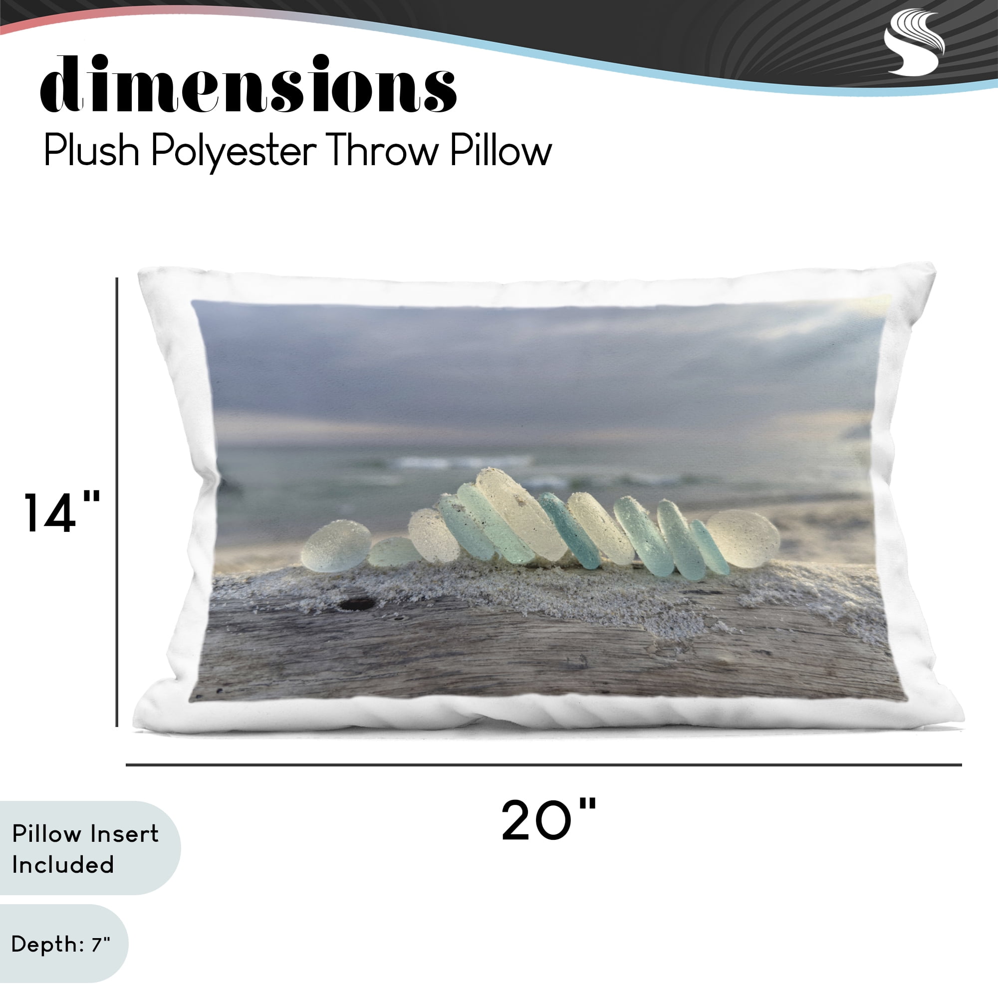 Stupell Industries Sea Glass On Driftwood Decorative Printed Throw Pillow, design by LMarie Allen, 14 x 7 x 20