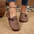 thumbnail image 4 of KEGIRLOM Women Casual Versatile Eye-Catching Lightweight Shallow Mouth Large Size Flat Bottomed Round Toe Soft Leather Low Top Loafers Brown Size 9.5, 4 of 8