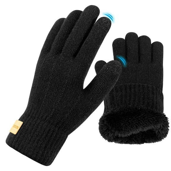 REDESS Men's Winter Warm Gloves Touch Screen Thermal Knit Black for Men and Women