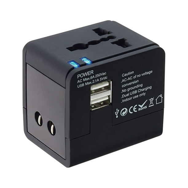 Pisexur - Adaptador de viaje universal para dispositivos electrónicos para hombres. Cargador de pared internacional. Adaptador de enchufe de CA con alimentación inteligente de 3 A para EE. UU., UE, R