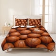 thumbnail image 3 of Queen Quilt Set 90''x96'', Basketball Lightweight Summer Bedspread Coverlet Set with 2 Pillow Shams, Sports Brown Basketball Breathable All Season Quilt Bedding for Bedroom/Guest Room, 3 of 9