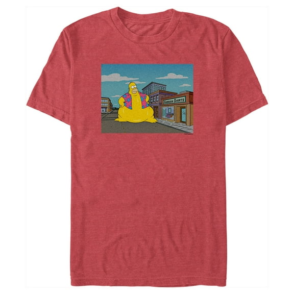 Men's The Simpsons Treehouse of Horror Hawaiian Shirt Homer Graphic Tee Red Heather 3X Large
