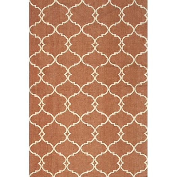 EORC Orange Handmade Polyester Transitional Reversible Moroccan Outdoor Rug, 5' x 8'-Color:Orange,Material:Polyester