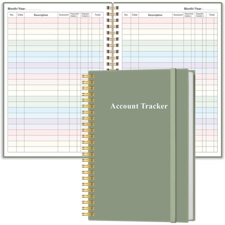 Accounting Ledger Book - Ledger Book for Small Businesses Account Tracker Notebook for Tracking Money Expenses Deposits & Balance 5.8 x 8.3 Green