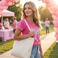 thumbnail image 5 of Domzest Womens V Neck T Shirt Breast Cancer Awareness Survivor Never Give Up Pink Ribbon Graphic Tee Casual Short Sleeve Tops Hot Pink XL, 5 of 6