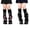 Black, variant on 2 Pairs Knitted Leg Warmers for Women with Star Accents, Thigh High Cable Knit Socks, Stretchy Loong Boot Covers for Daily School, Y2K Kawaii Goth Accessories, 80s Party Sports, White