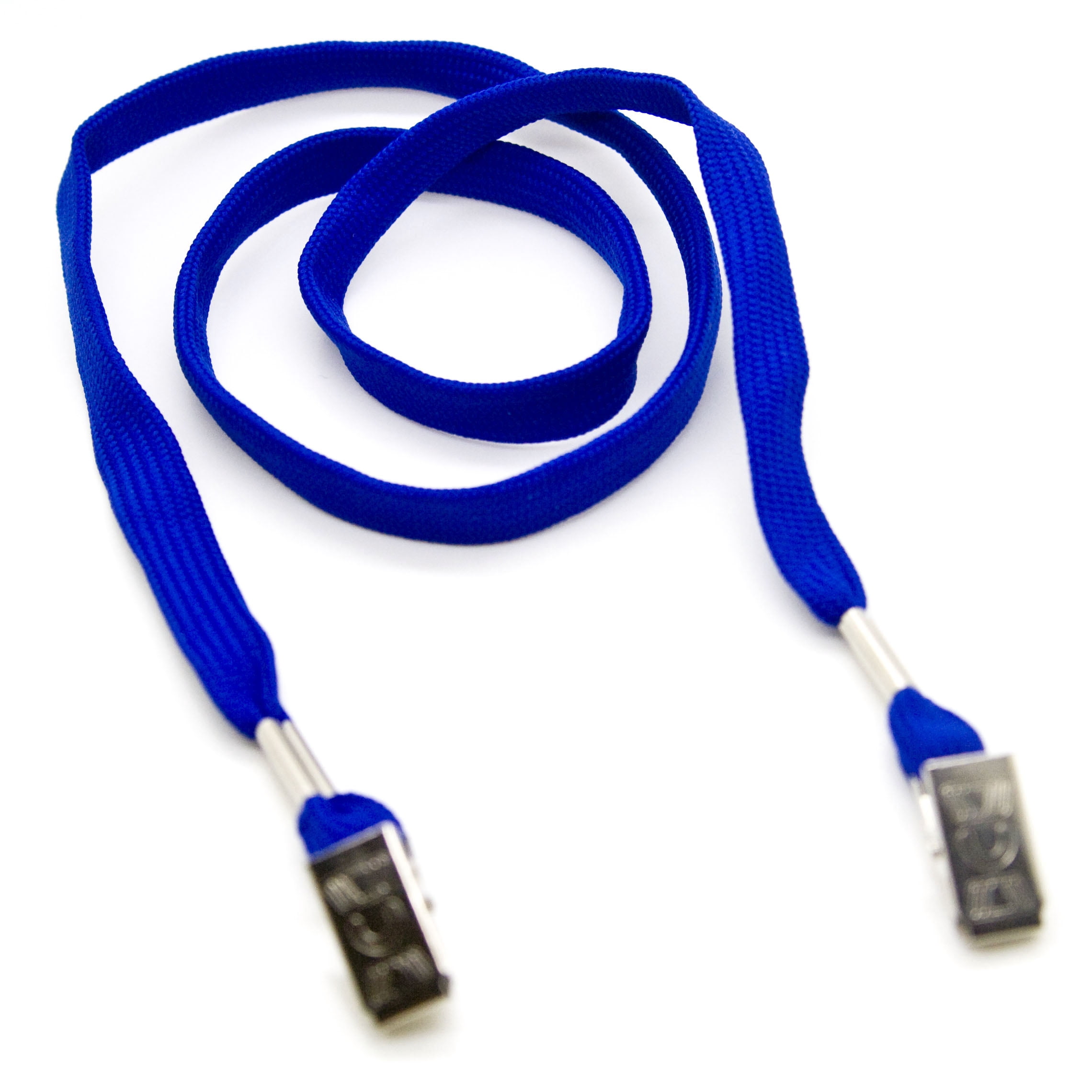 Pack of 100 pcs - 1/2" wide Black Flat Lanyard with Open Ended Clips
